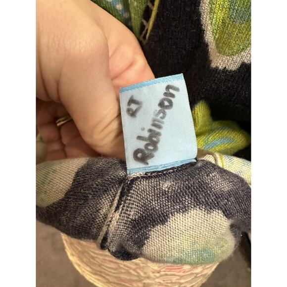 VGUC J. McLaughlin Henley Sweater Medium Navy Lime Green Print READ - Picture 9 of 11